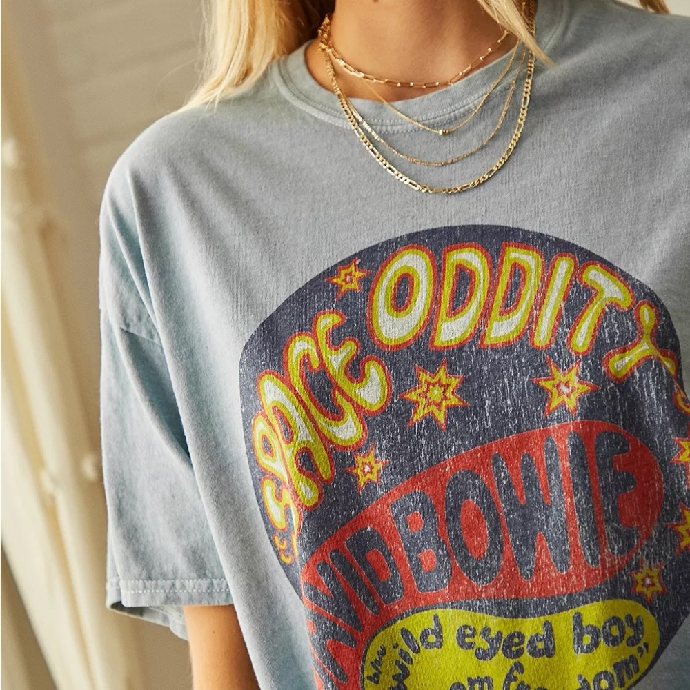Retro Distressed Unique Print David Bowie Space Oddity Tee - Picture 3 of 10